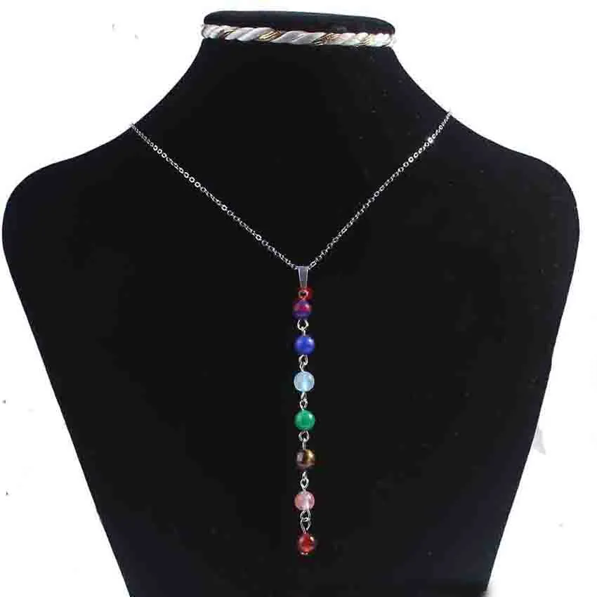 Natürlicher Kristall DIY Art und Weise Style 7 Reiki Chakren Anhänger-Halskette Charme-Schmucksachen für Frauen Verschiffen