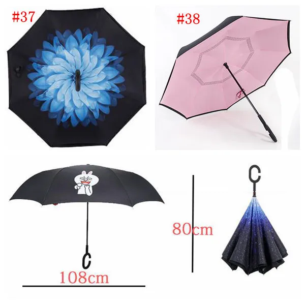 Creative Inverted Umbrella Sun Rain Long-Handled Umbrellas Reverse Windproof Double Layer Chuva C-Hook Hands SF96-ZWL
