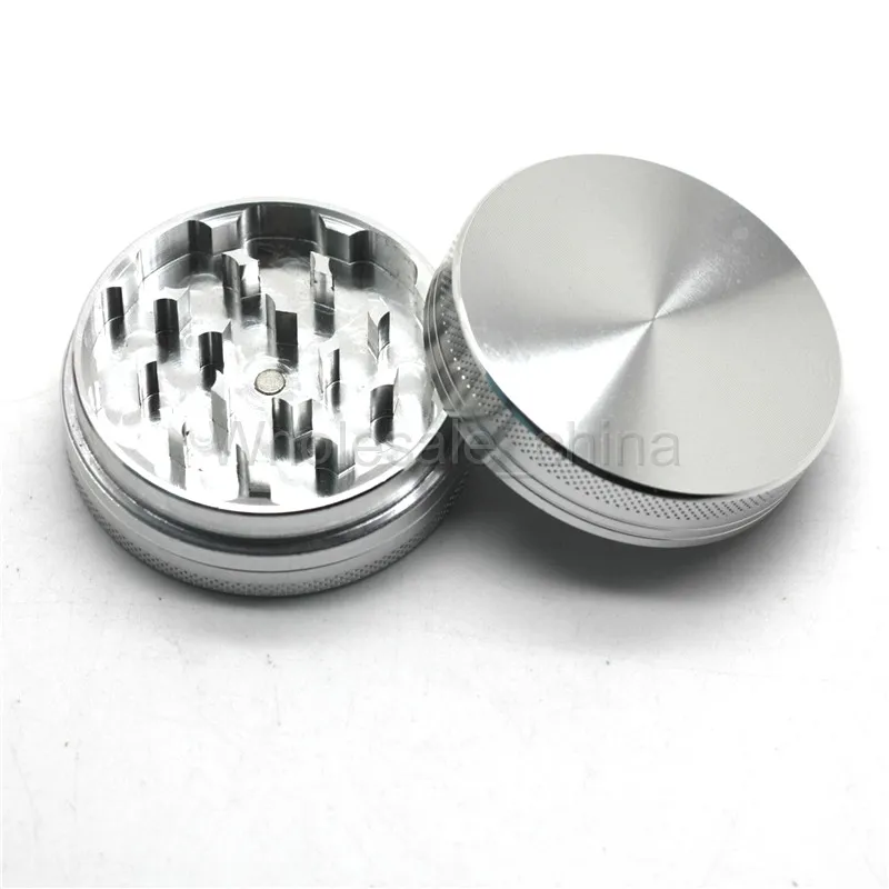 Aluminum Alloy Herbal Grinder 2 Layers Herb Smoking Grinders Metal 40/50/55/63mm Tobacco Crushers Free Ship