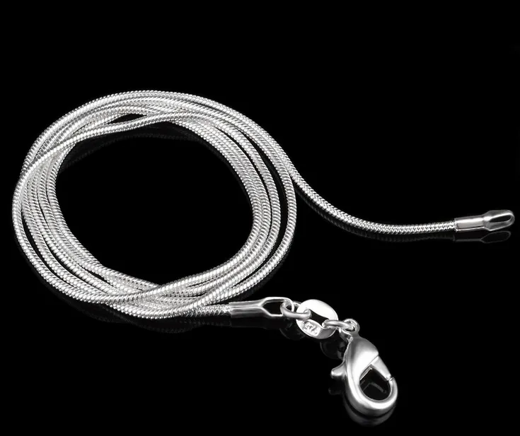 Whole 16-34 Inches Snake Necklace Chains 1MM 925 Sterling Silver Findings DIY Jewelry 2970