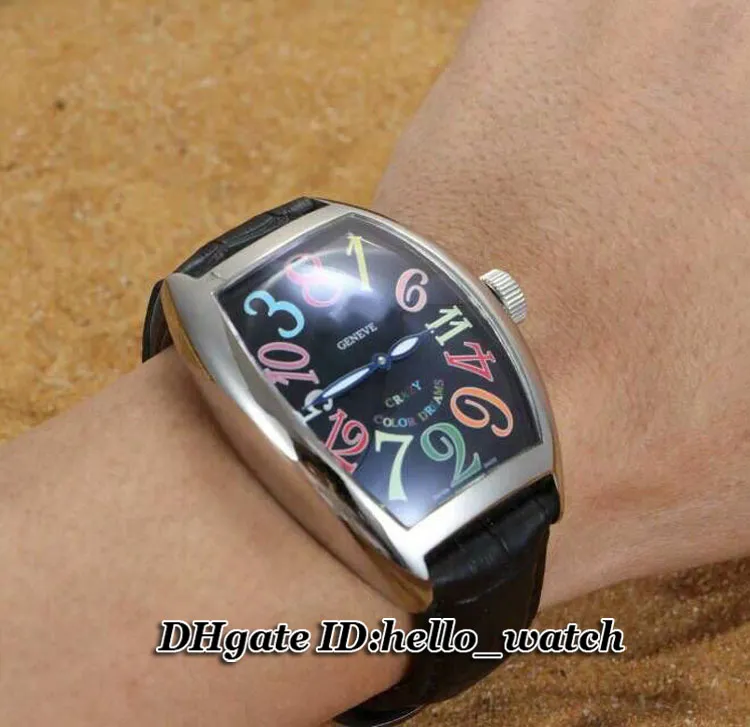 Alta qualidade barato novas horas loucas cor sonhos 7851 sc col dr automático relógio masculino mostrador preto pulseira de couro masculino relógios2266