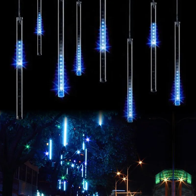 Anschließbare mehrfarbige Meteorröhre, Meteorschauer, Regenschnur, LED-Weihnachtslicht, Hochzeit, Party, Garten, Weihnachten, Lichterketten, Outdoo305d