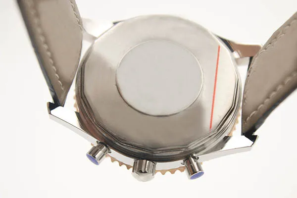 Ny stil kvarts titta på kronograffunktion stopwatch svart urtavla guld räfflade fodral läder bälte silver skelett 1884 navitimer watc1980
