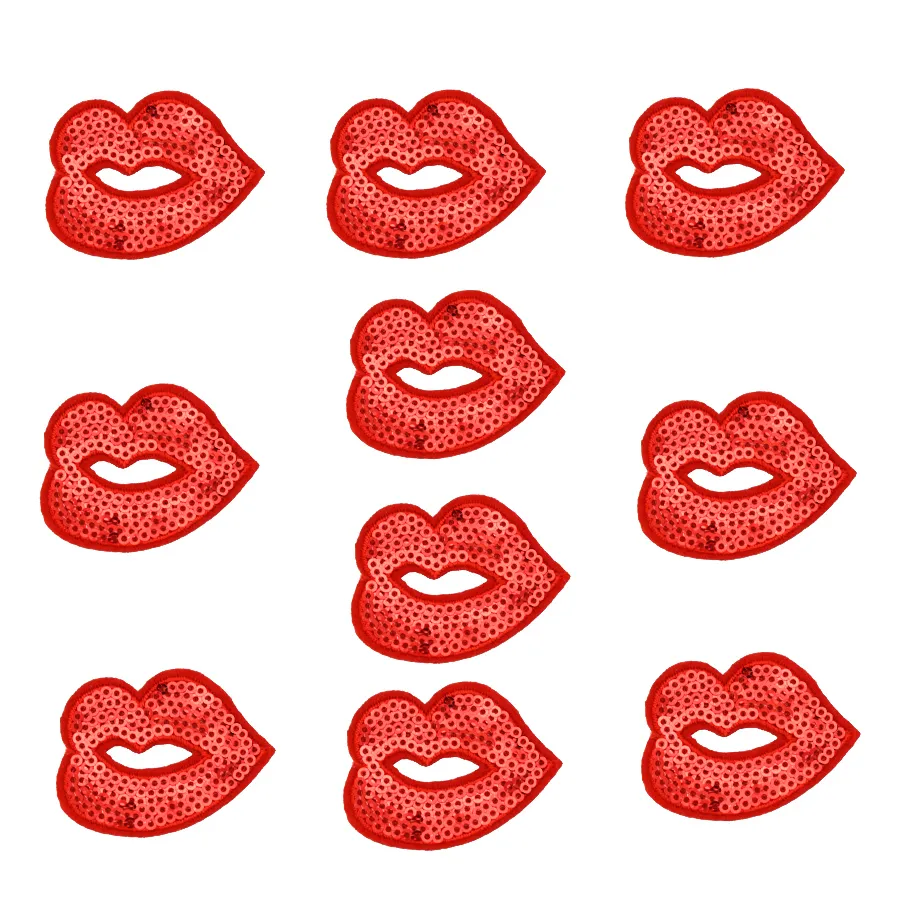 paillettes rouge patch lèvres pour vêtements sacs de fer sur broderie patches pour robe jeans BRICOLAGE coudre sur la broderie Badge Sequines