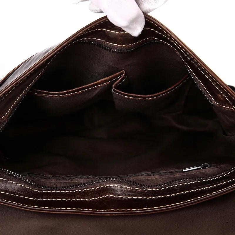Модная винтажная сумка через плечо из натуральной кожи, высококачественная коричневая повседневная сумка через плечо для мужчин, деловая сумка большой вместительности243U