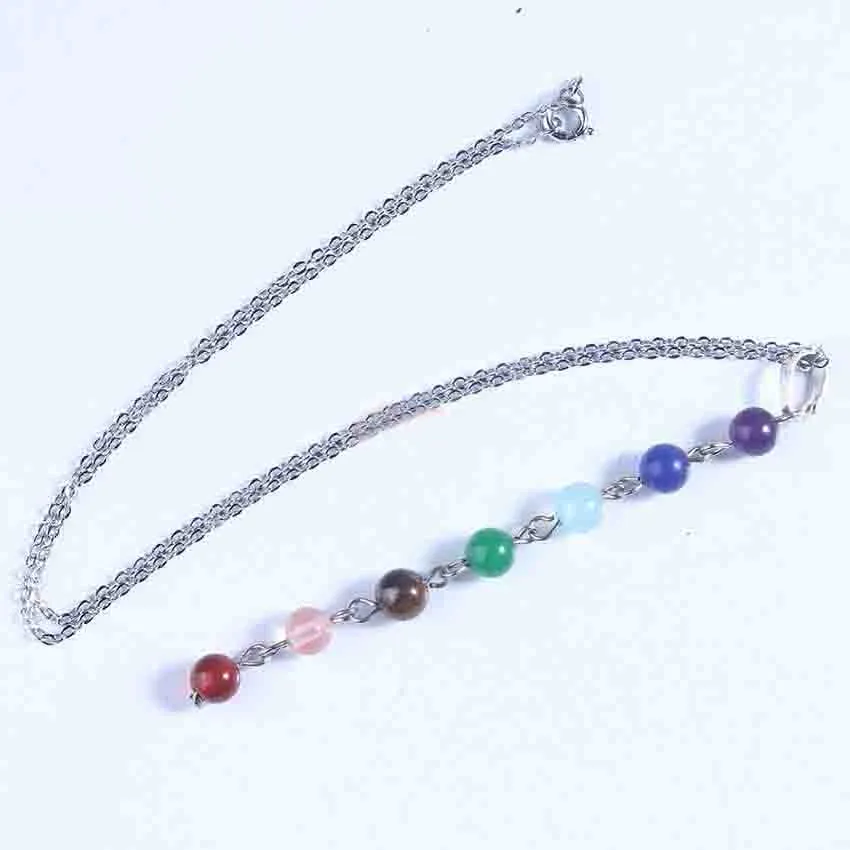 Natürlicher Kristall DIY Art und Weise Style 7 Reiki Chakren Anhänger-Halskette Charme-Schmucksachen für Frauen Verschiffen