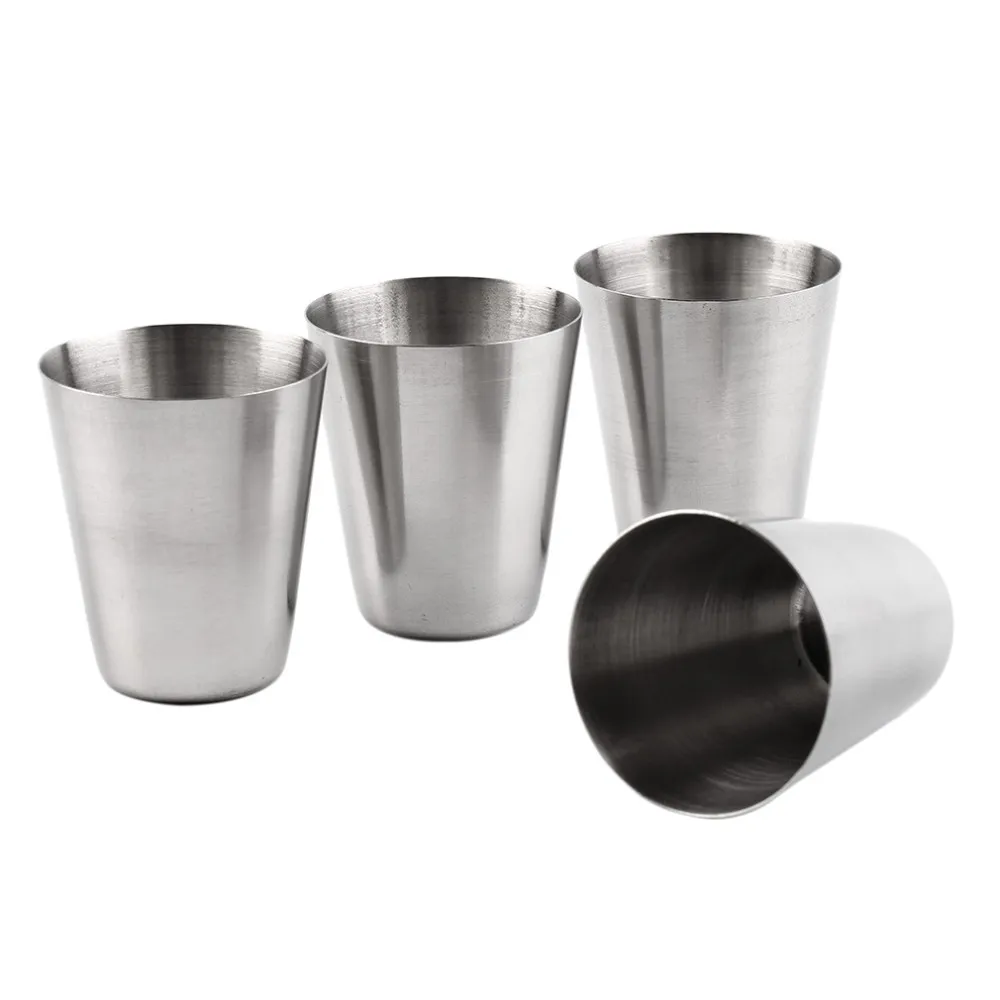 Ensemble de 4 tasses de Camping en acier inoxydable, 30ML, 70ML, 180ML, pour boire du café, avec étui, 322m, ensemble complet de 4