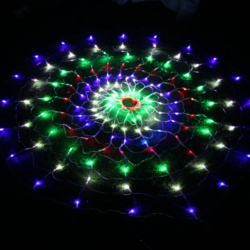 Waterdichte RGB Spider LED Net String 1 2M 120 LED Kleurrijk Licht Kerstfeest Bruiloft LED Gordijn Lichtslingers Gadern Gazon Lam273I