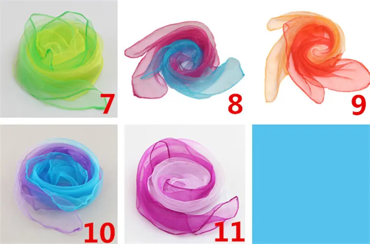 Hot gradual change of the small silk scarf children Shawl Beachwear small square for dancing Silk Scarf Presents for the children IB474