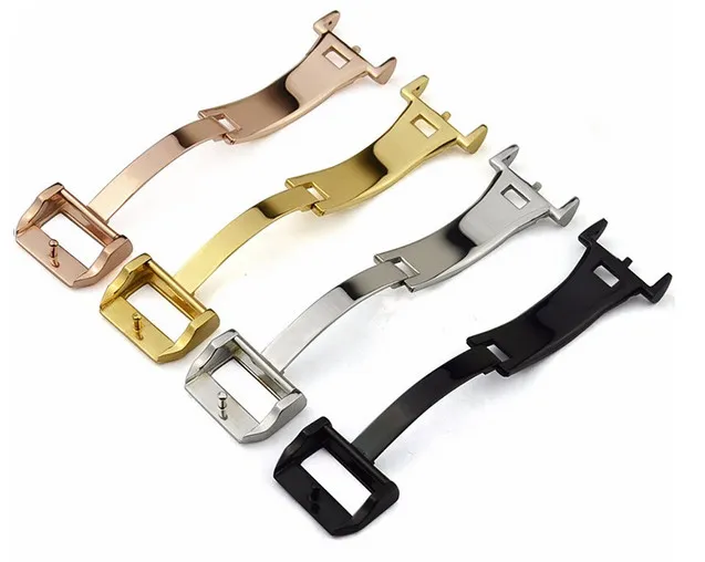 18mm NUOVO cinturino orologi in acciaio inossidabile di alta qualità cinturino argento nero oro rosa oro fibbia deployante cinturini IWC212G