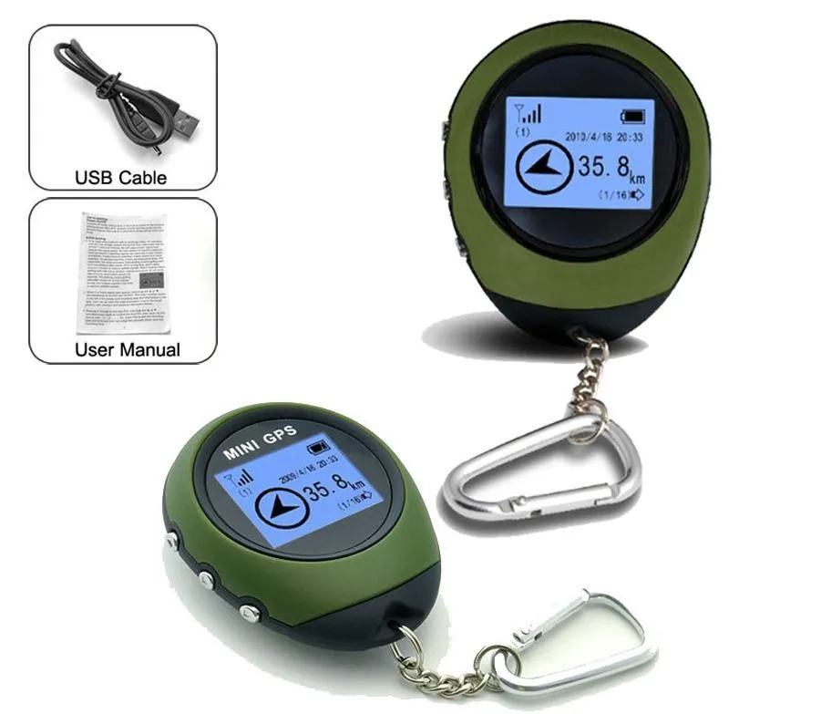Mini GPS Tracker Locator Finder Receptor de navegación USB de mano recargable con brújula electrónica para viajes al aire libre