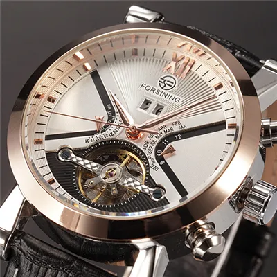 Tourbillon Wrap hommes montres montre automatique boîtier doré calendrier mâle horloge noir montre mécanique Relogio Masculino2880