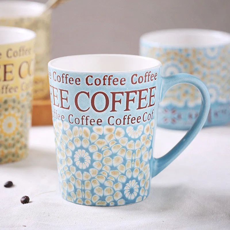 JANKNG 450 ml belles tasses à café en céramique tasse lourde tasse à café peinte à la main tasse de voyage tasse cadeau d'anniversaire tasse à thé élégance tasse à lait285x