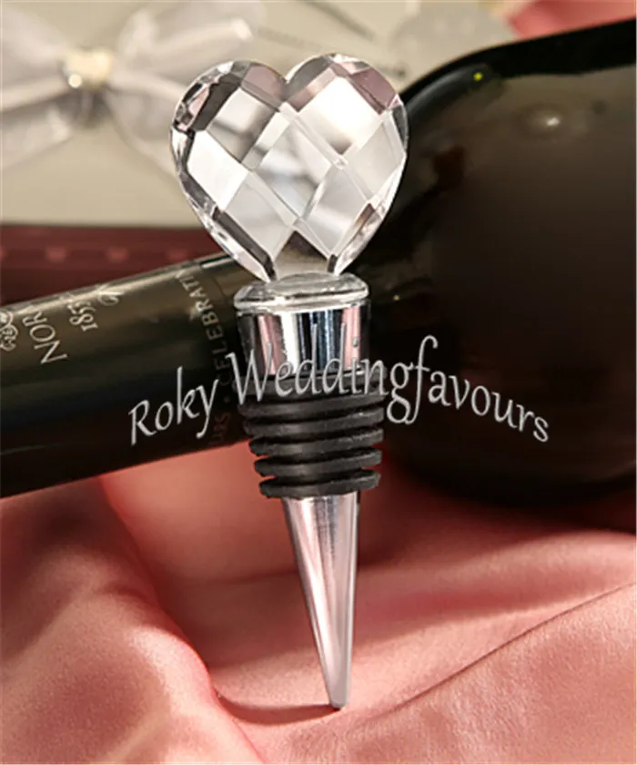 Hela 100st elegant Crystal Heart Wine Stopper W Silver Box Barware gynnar Bomboniere Anniversary Event Party G267Y