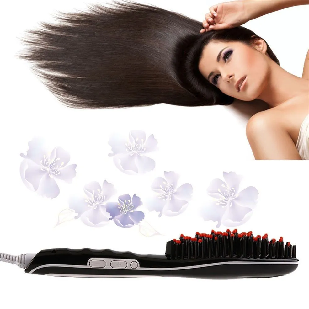 hair straightener LCD Electric Hair Straightener Comb Hot Iron Brush Auto Fast Hair Massager Tool hairs straightener