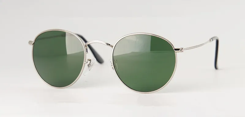 Designer mulheres óculos de sol redondos de estilo retro homem feminino óculos de sol vintage lente de vidro de espelho vintage lente de vidro de óculos de metal moldura de metal icelass232w