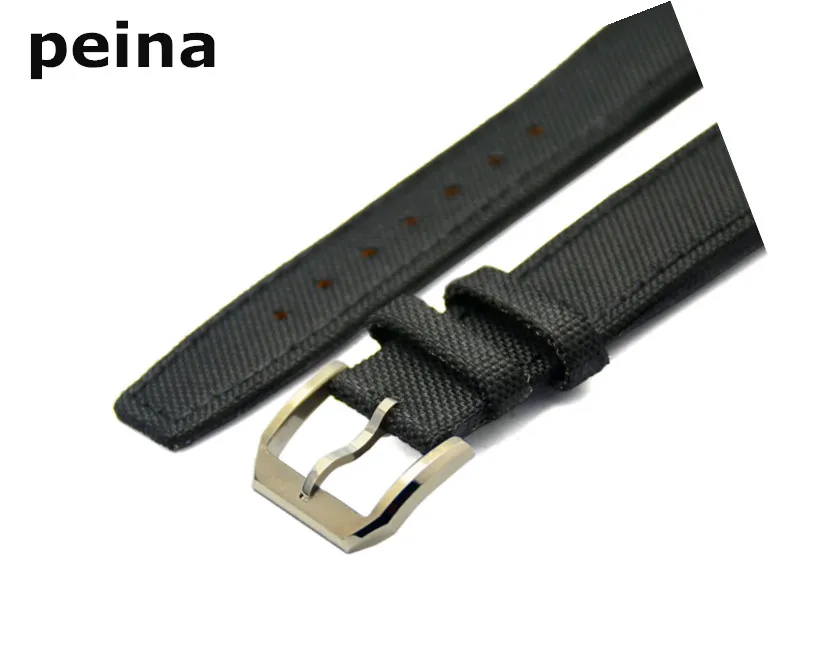 20mm 21mm 22mm Ny svartgrön nylon- och läderklockbandband för IWC Watches320c
