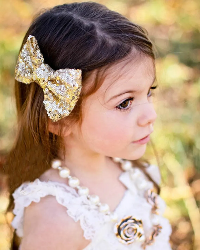 11 Couleur Nouveaux enfants européens et américains enfants paillettes paillettes coiffure grand arc mignon bébé fille bijoux gros accessoires de cheveux