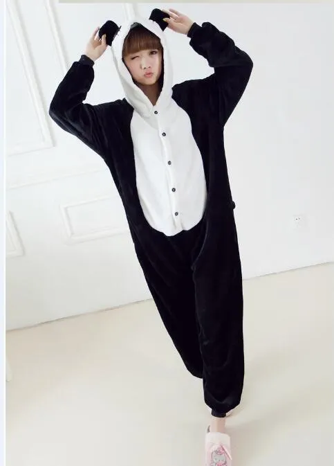 Flannel Anime Cartoon Panda Cosplay Adult Unisex Cosplay Animals Cute Onesies Animal Pajamas Halloween Pajama Sets animal nonopand254M