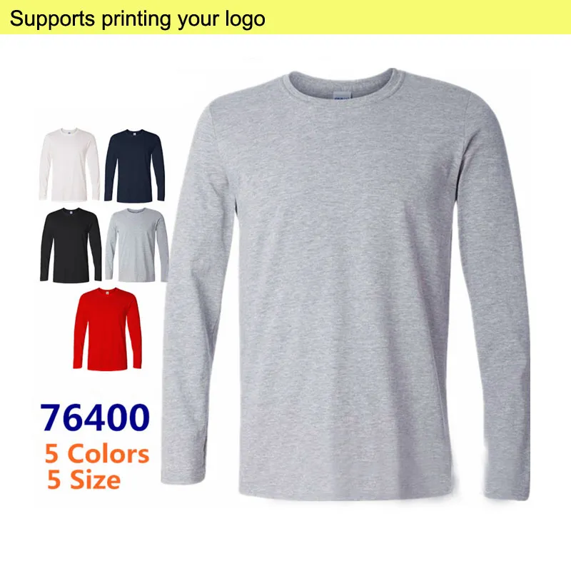 Stampa LOGO Uomo T-shirt Top T-shirt nera Blank T-shirt a maniche lunghe adulto Taglie forti manica lunga adulto Euro Cotone Materiale