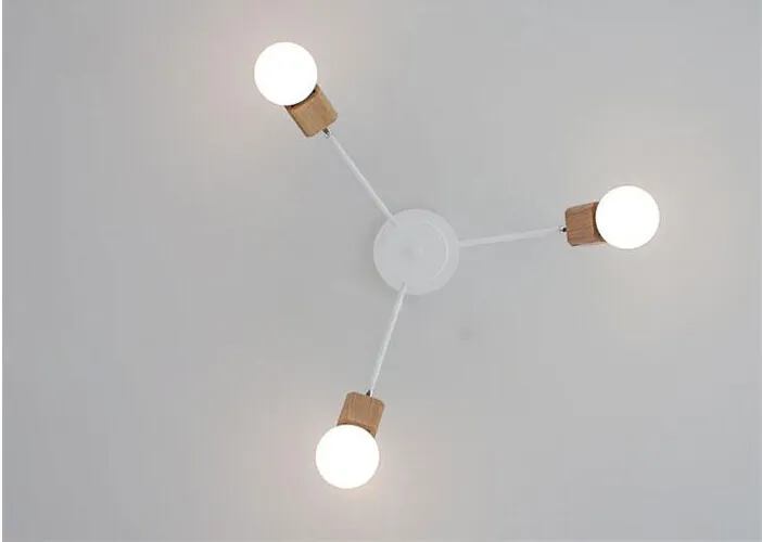 현대 미니멀리스트 LED 천장 조명 거실 침실 어린이를위한 나무 철분 샹들리에 조명 Room335V