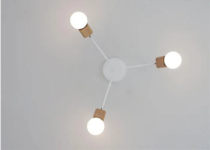 Plafoniere moderne e minimaliste a LED Lampadario in ferro in legno Illuminazione soggiorno camera da letto camera dei bambini224v