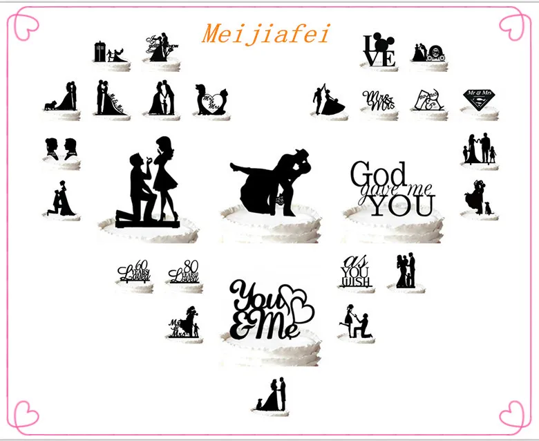Family cake topper -Bride and Groom hand with their cute son silhouette wedding cake topper for option 274l
