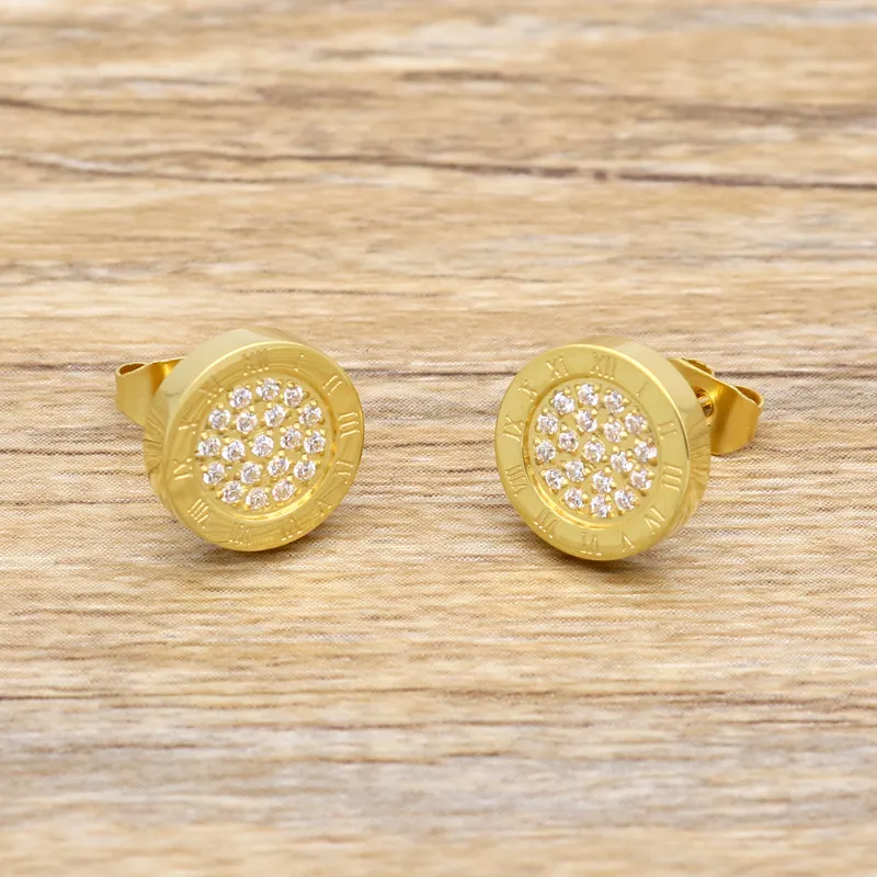 Modemärke Titanium Steel Roman Heart Love Earrings For Woman Jewelry Gold Plated 10mm Wide for Woman Gift302a