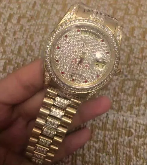 Uomo di lusso di alta qualità Automatico orologio automatico Presidente Day Date Diamond Face Fibbia in acciaio inossidabile uomo Polveri meccanicowatc268v