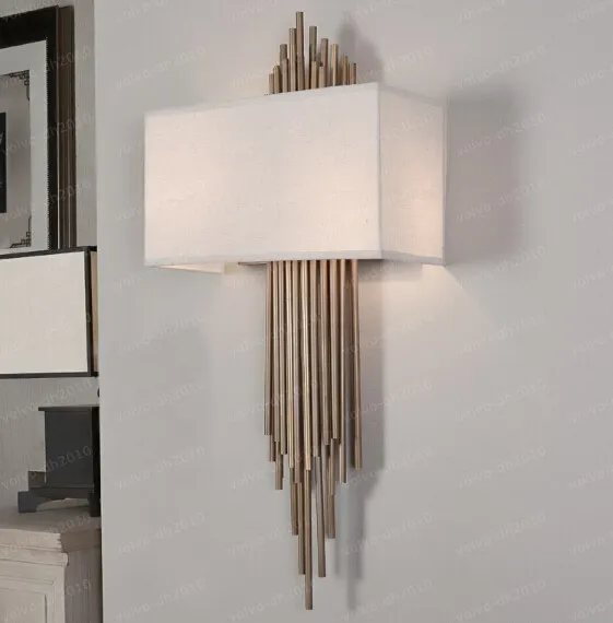 E14*2 Metal Pipe Copper Wall Lamps Indoor Lighting Bedside Lamp Lights For Home Aisle Decorative Wall Sconce H95CM*W45CM