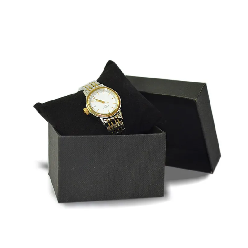 5 pçs casos de embalagem de jóias papel preto com veludo preto almofada travesseiro relógio armazenamento pulseira organizador caixa presente pulseira corrente s2498