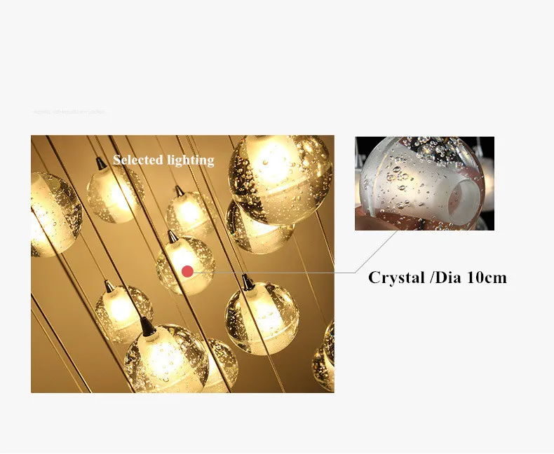 Modern Crystal Chandeliers Lighting G4 Led Bulb Meteor Rain Drop Ceiling Pendant Lights Meteoric Shower Stair Light 110V 220V250i