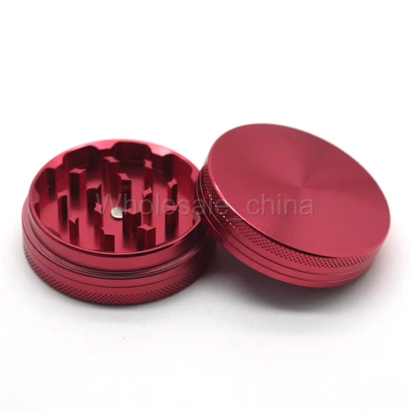 Aluminum Alloy Herbal Grinder 2 Layers Herb Smoking Grinders Metal 40/50/55/63mm Tobacco Crushers Free Ship