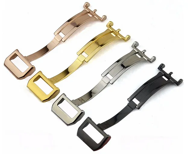 18mm NUOVO cinturino orologi in acciaio inossidabile di alta qualità cinturino argento nero oro rosa oro fibbia deployante cinturini IWC212G