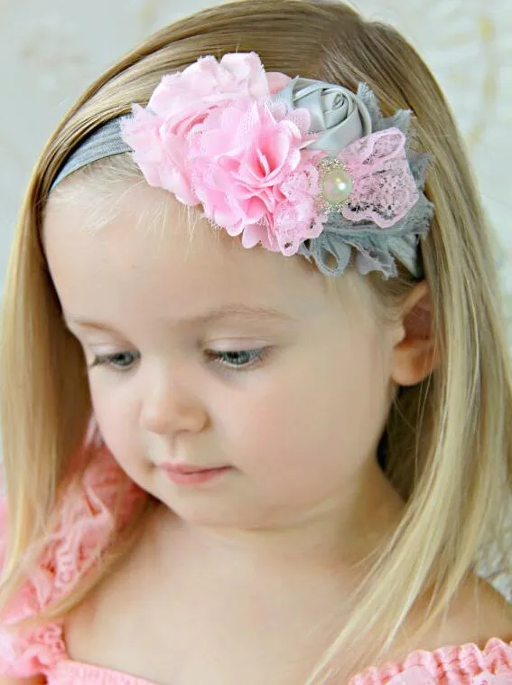 8 Renk Çocuklar Bebek Inci Madeni Pul Çiçek Yay Bantlar Kızlar Sevimli Yay Saç Bandı Bebek Güzel Headwrap Çocuk Ilmek Elastik Aksesuarları