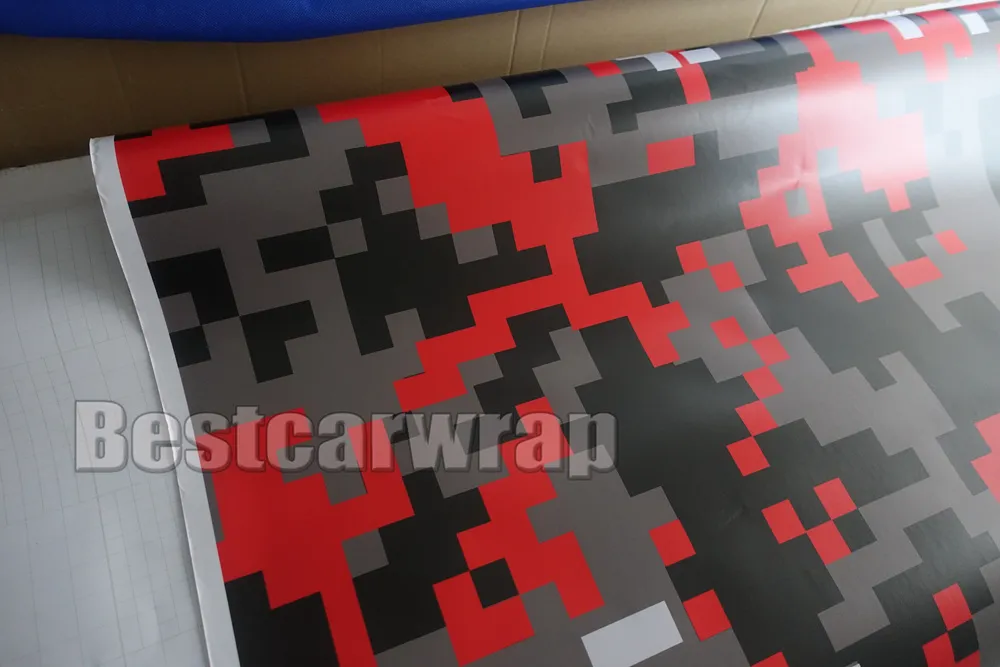 Red Piexl Camo Vinyl Car Wrap Film With Air Rlease Digital Camouflage Truck wraps covers camo red styling size 1.52x30m/Roll