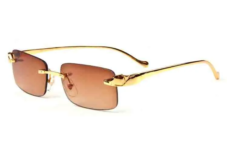 lunettes de soleil de mode pour hommes lunettes de corne de buffle sans monture or argent cadre léopard mental lunettes de soleil de haute qualité lunettes gafas d205n