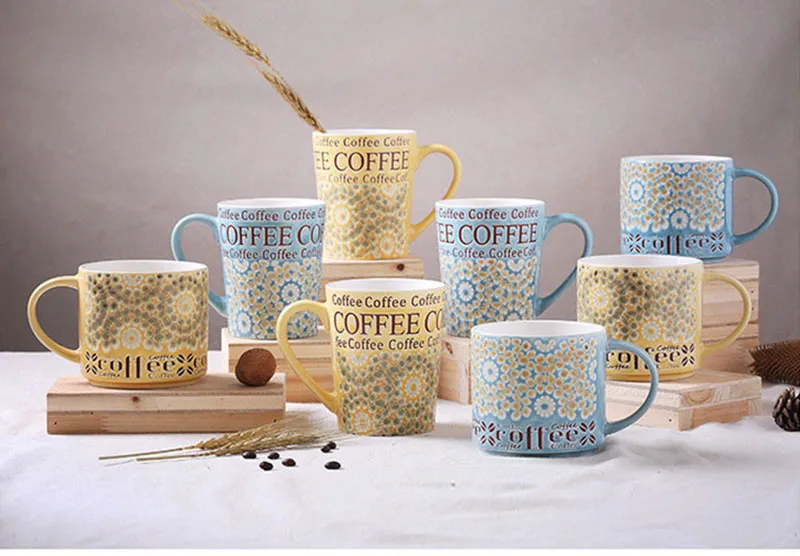 JANKNG 450 ml belles tasses à café en céramique tasse lourde tasse à café peinte à la main tasse de voyage tasse cadeau d'anniversaire tasse à thé élégance lait Mug217S
