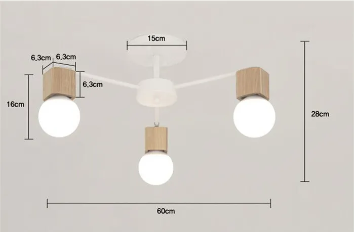 현대 미니멀리스트 LED 천장 조명 거실 침실 어린이를위한 나무 철분 샹들리에 조명 Room335V