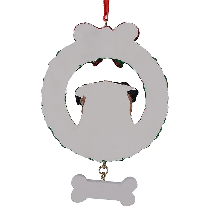 Maxora Giallo Pug Dog Artigianato in resina Lucido Personalizzato Ornamento di Natale Dipinto a mano i proprietari di Carlino regali o decorazioni la casa260M