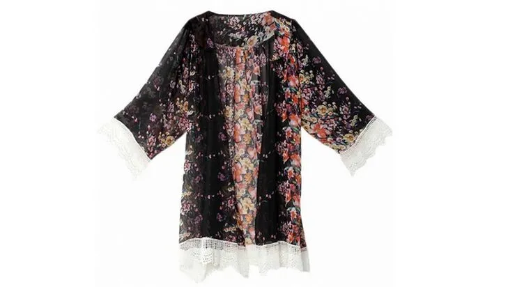 Summer Women Floral Chiffon Kimono Cardigan Robe Jacket Blouse Tops 