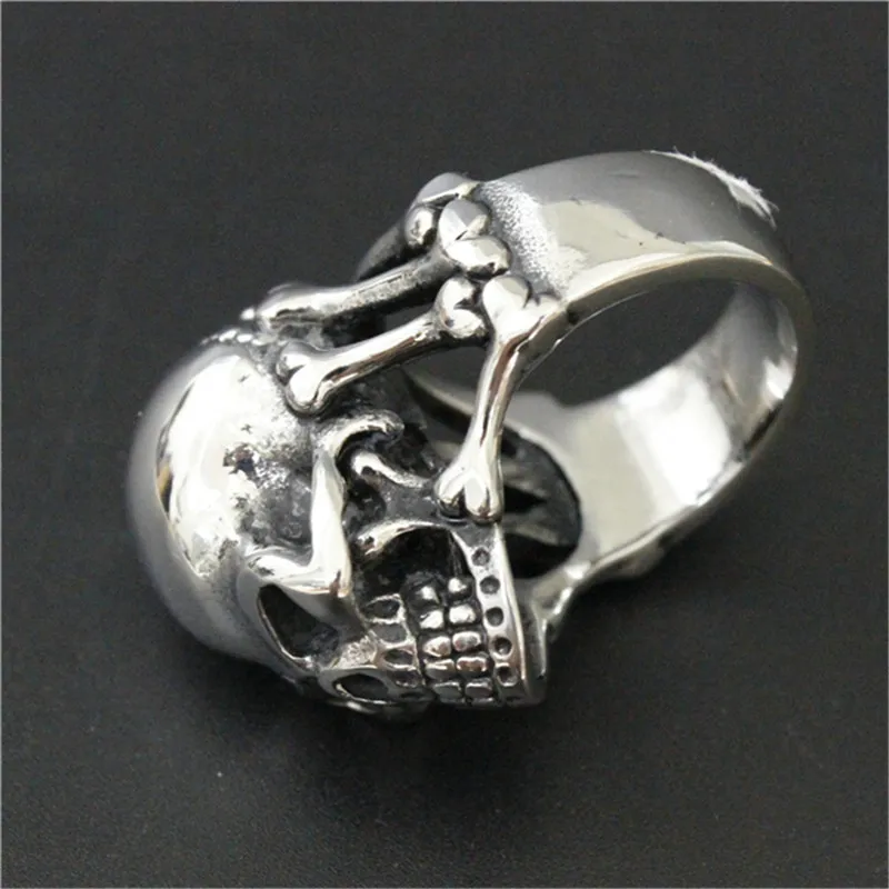 / nouveauté lourd fantôme crâne anneau en acier inoxydable 316L bijoux de mode bande fête crâne cool homme ring290t
