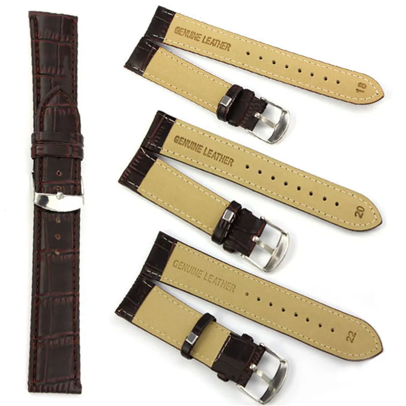 Whole-2015 Hochwertiges, weiches Schweißband, echtes Lederarmband, Stahlschnalle, Armbanduhrenarmband, 18 mm, 20 mm, 22 mm, P56283H