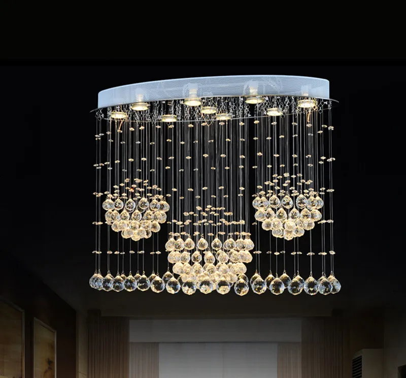 Luxury Rain Drop Crystal Lights Modern Ball Crystal Chandelier Light Fixture LED Ceiling Lamp home