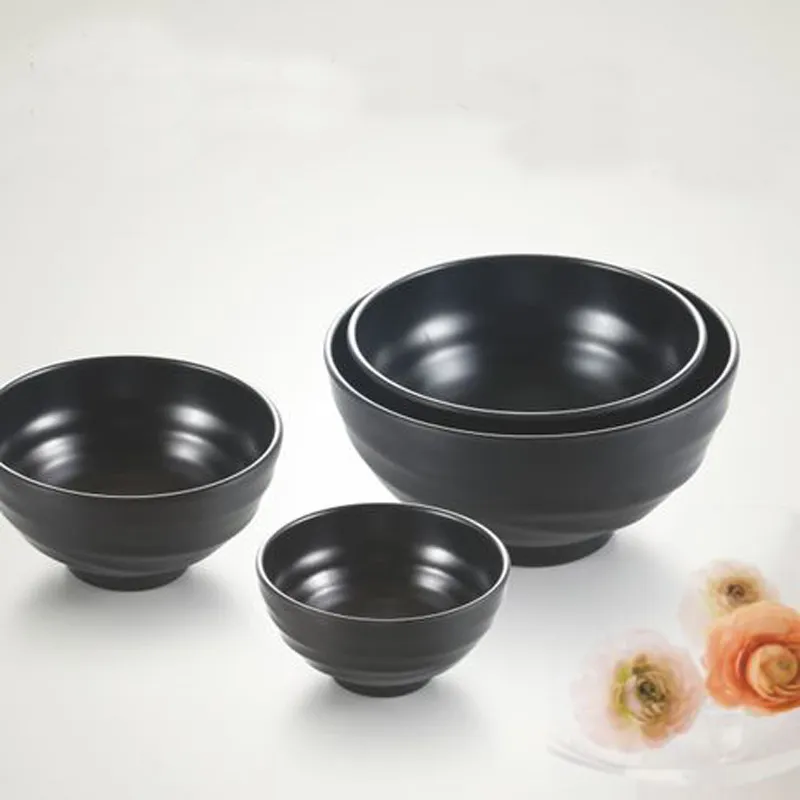 Melamine Binker Black Frost Whorl Bowl Restaurante especializado A5 Melamine Bowls Melamine Tableware Rice Bowl Whole289o
