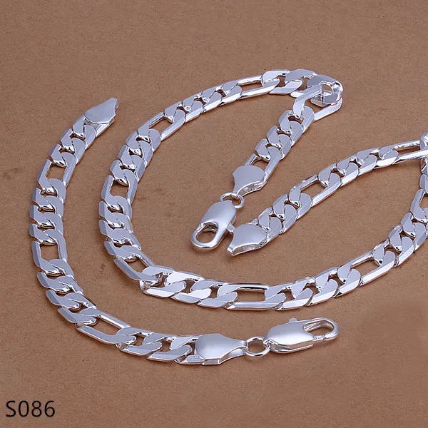 12 мм очень тяжелые серебряные серебряные ювелирные изделия наборы моды 925 Серебряное ожерелье Браслет Ювелирные изделия набор и то же 9 разного стиля G298L