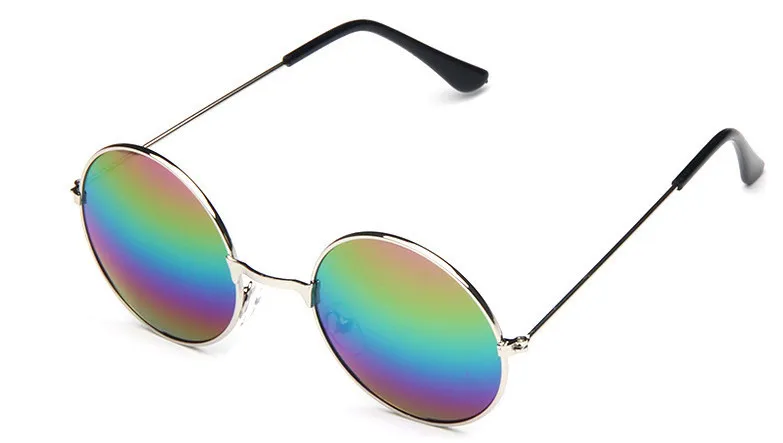 2021 UV400 Frauen Bunte Reflektierende Beschichtung Objektiv Sonnenbrille Runde Metall Rahmen Sonnenbrille 9 farben Lot261v