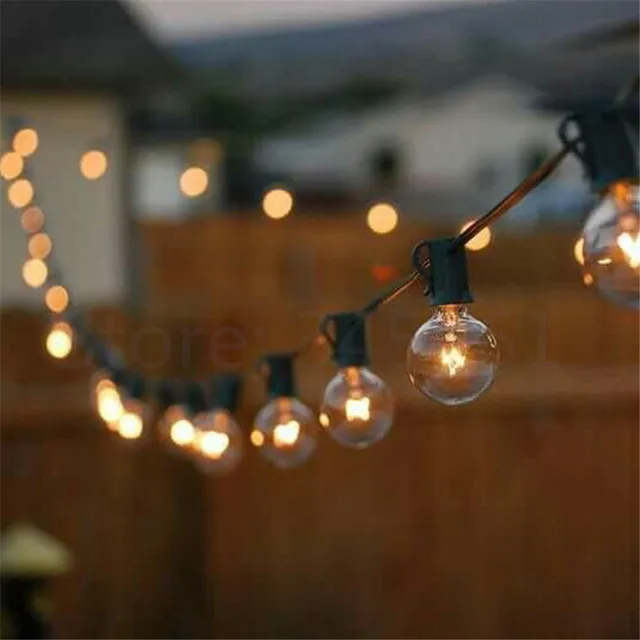 G40-Glühbirne, Globus-Lichterkette mit klarer Glühbirne, Hinterhof-/Terrassenbeleuchtung, Vintage-Glühbirnen, dekorative Außengirlande, Hochzeit229d