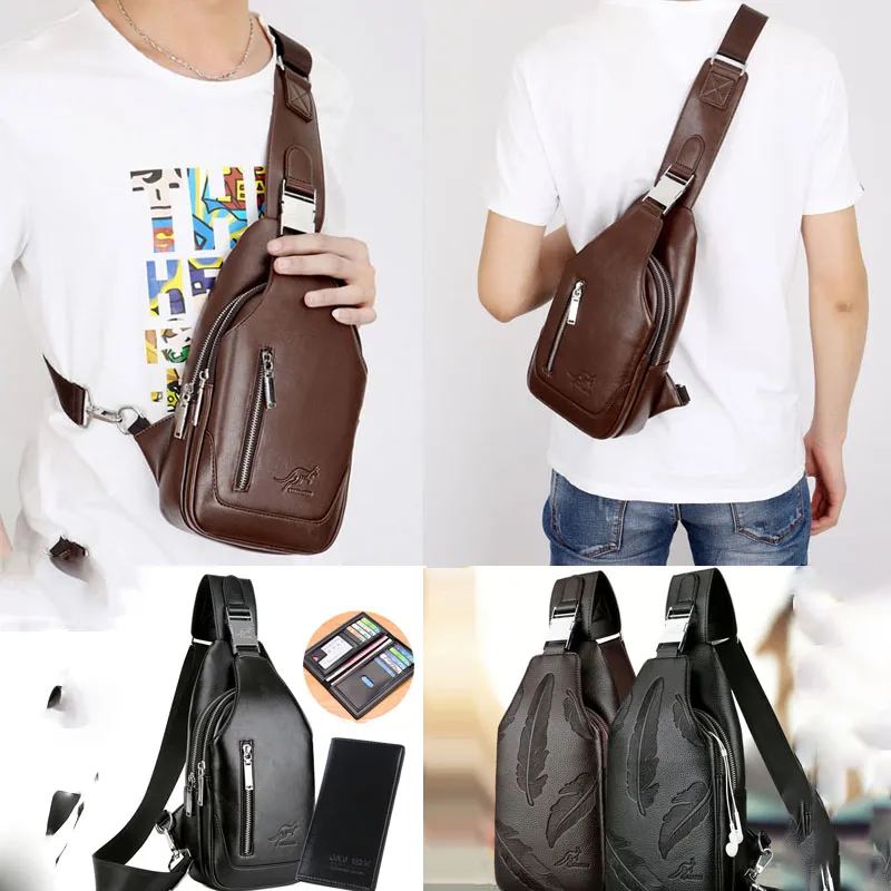 Bolsos de cuero de vaca para hombre, bolso de hombro en el pecho, bolso cruzado, bolsos de mensajero, paquete de Hamburgo, bolso táctico militar Headp271R