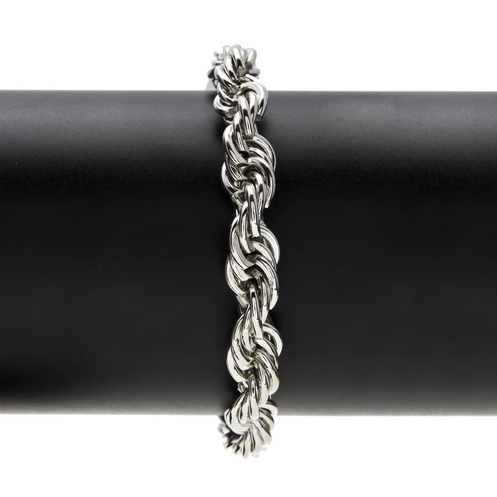 Echt goud verzilverde armband voor mannen items Link trendy 10 mm 22 cm touw kettingarmbanden sieraden251r